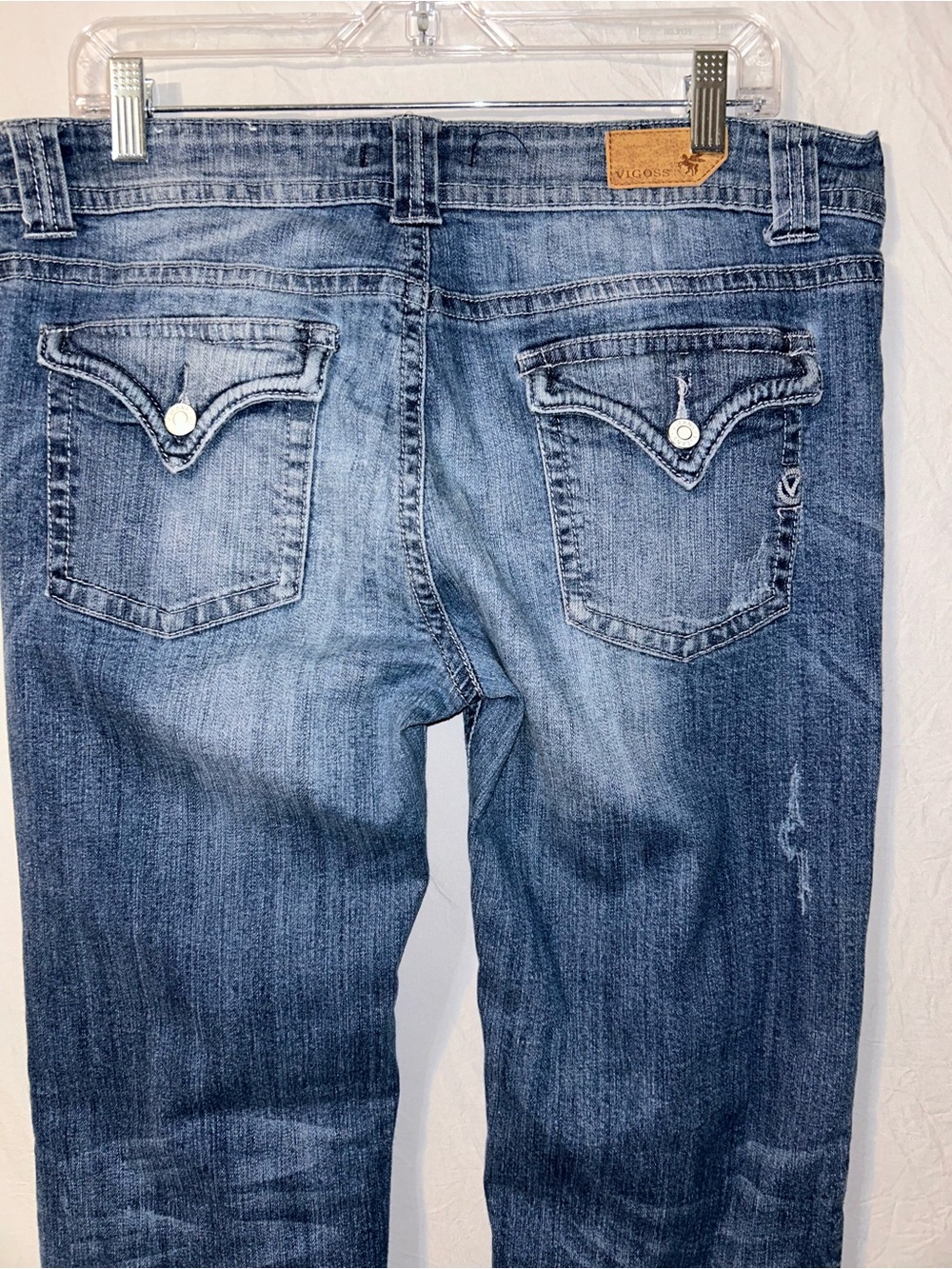 Vigoss the New York Mid-Rise Distressed Bootcut Jeans 13 hems worn - Picture 4 of 9